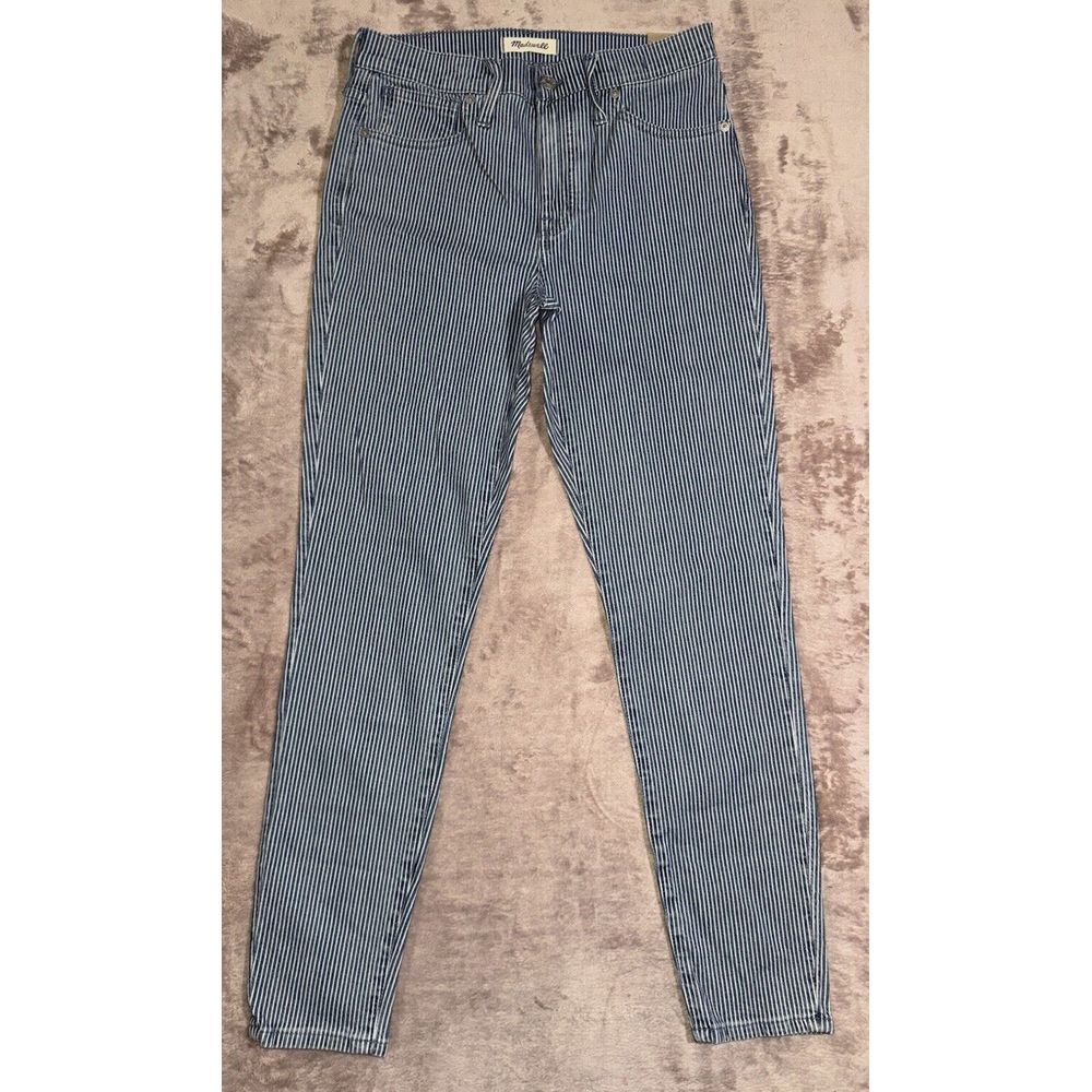 Madewell Womens‎ Skinny Jeans Blue White Mid Rise Striped Size 28 NWT
